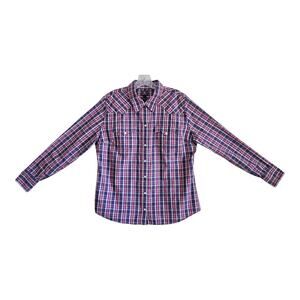 LUCKY BRAND Women's XL Shirt Plaid Pearl Snaps Western Cowgirl Long Sleeve 42"